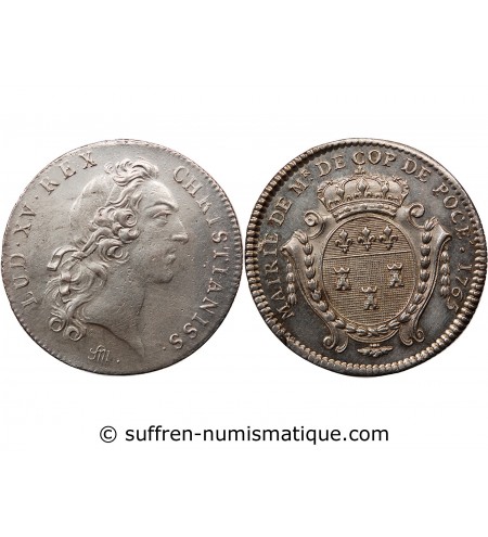 TOURAINE, MAIRE DE TOURS - JETON ARGENT 1765 "René de Cop de Pocé"