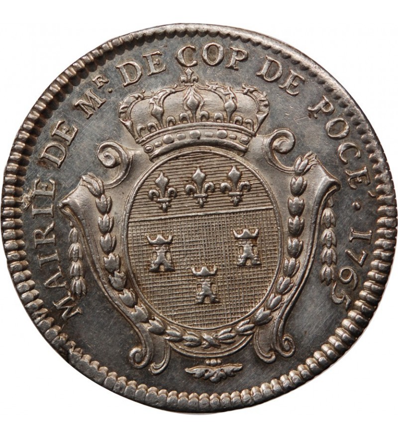 TOURAINE, MAIRE DE TOURS - JETON ARGENT 1765 "René de Cop de Pocé"