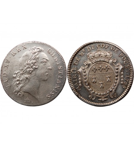 TOURAINE, MAIRE DE TOURS - JETON ARGENT 1765 "René de Cop de Pocé"
