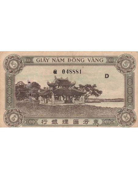 Indo-Chine Fr. 5 piastres 1942