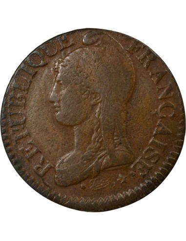 Grand module 5 centimes Bronze An 8 AA Metz