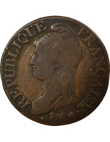 Grand module 5 centimes Bronze An 8 K Bordeaux