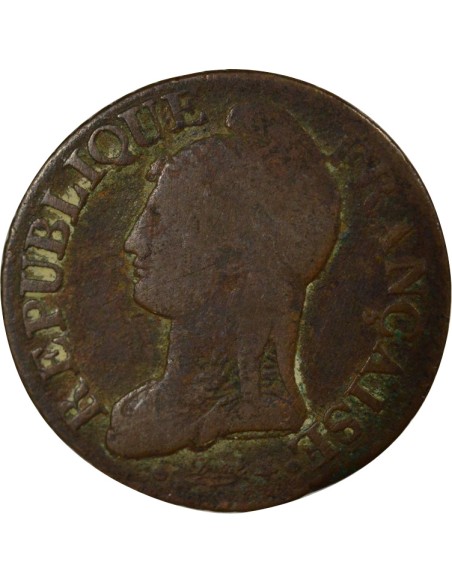 Grand module 5 centimes Bronze An 9 G Genève