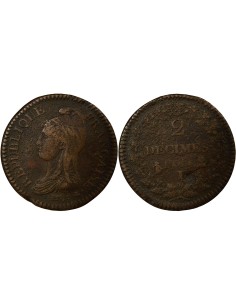 Dupré 2 décimes Cuivre An 4 I Limoges