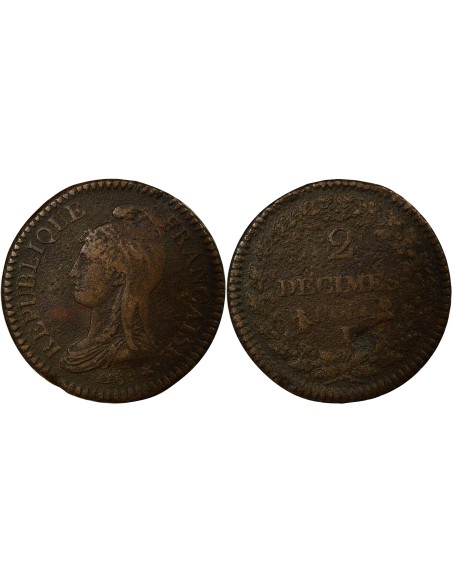 Dupré 2 décimes Cuivre An 4 I Limoges