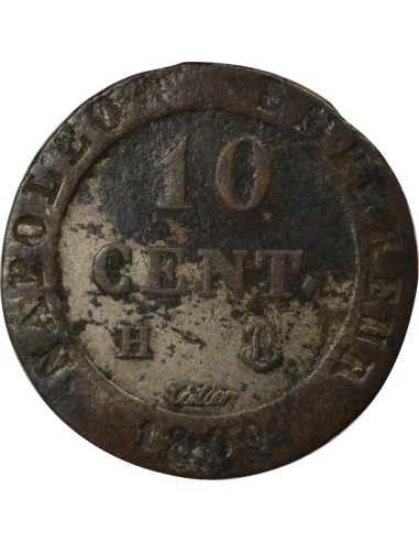 Roi d'Italie au N Couronné 10 centimes Billon 1809 H La Rochelle