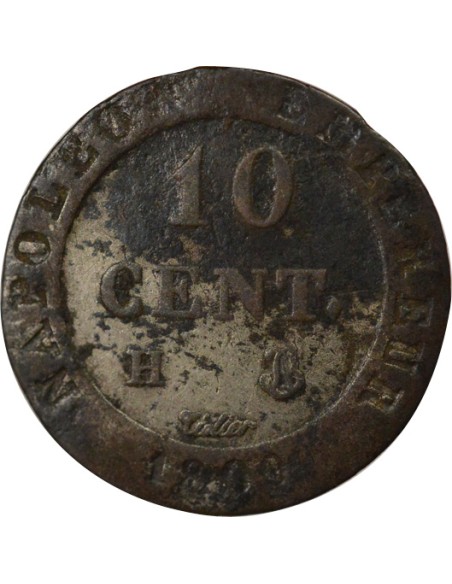 Roi d'Italie au N Couronné 10 centimes Billon 1809 H La Rochelle