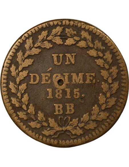 Roi d'Italie Siège de Strasbourg 1 décime Cuivre 1815 BB Strasbourg