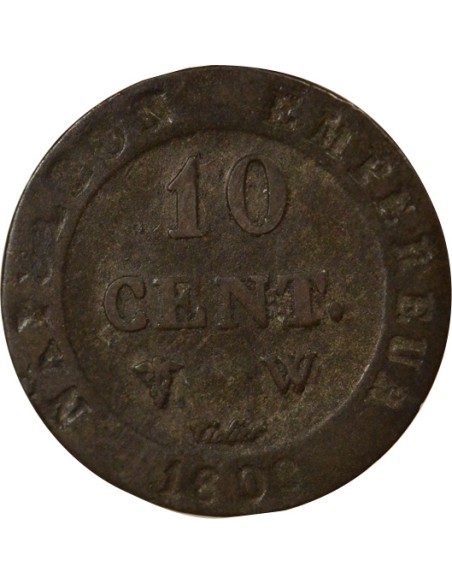 Roi d'Italie au N Couronné 10 centimes Billon 1809 W Lille
