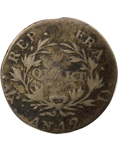 Roi d'Italie 1/4 franc Argent An 12 D Lyon