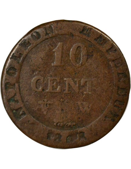 Roi d'Italie au N Couronné 10 centimes Billon 1808 W Lille