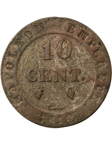 Roi d'Italie Au N Couronné 10 centimes Billon 1810 Q Perpignan