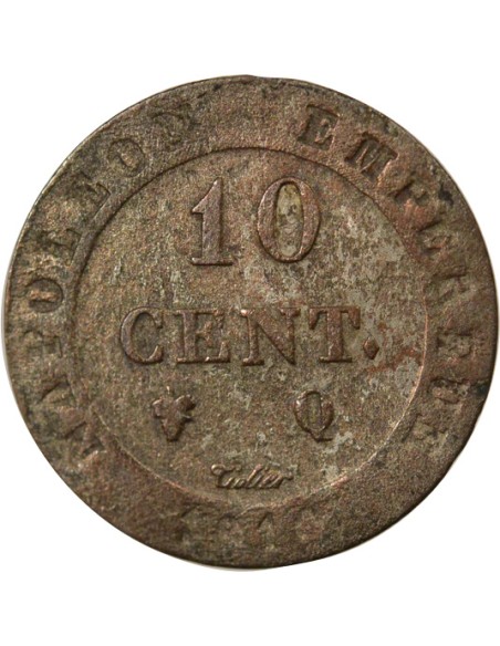 Roi d'Italie Au N Couronné 10 centimes Billon 1810 Q Perpignan