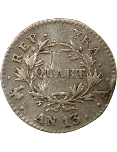 Roi d'Italie Cal. Révolutionnaire 1/4 franc Argent An 13 A - Paris