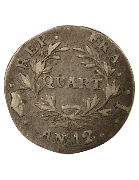 Roi d'Italie Cal. Révolutionnaire 1/4 franc Argent An 12 I Limoges