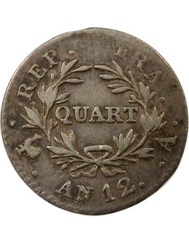 Roi d'Italie Cal. Révolutionnaire 1/4 franc Argent An 12 A - Paris