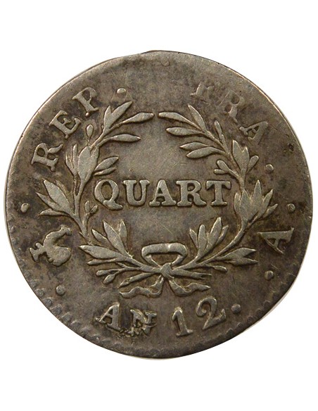 Roi d'Italie Cal. Révolutionnaire 1/4 franc Argent An 12 A - Paris