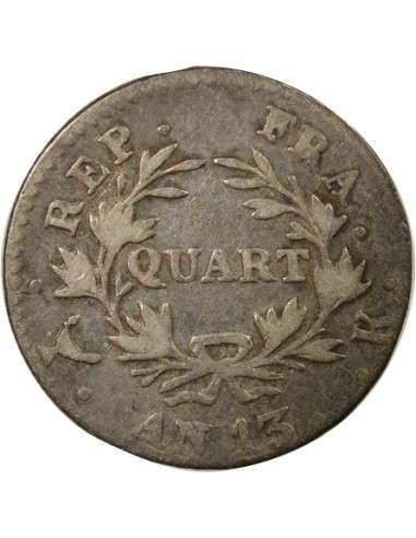 Roi d'Italie Cal. Révolutionnaire 1/4 franc Argent An 13 K Bordeaux