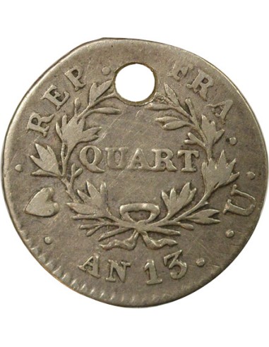 Roi d'Italie Cal. Révolutionnaire 1/4 franc Argent An 13 T Turin