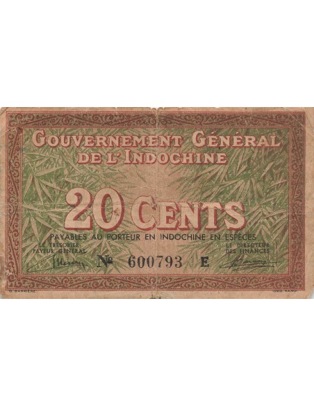 Indo-Chine Fr. 20 cents 1939