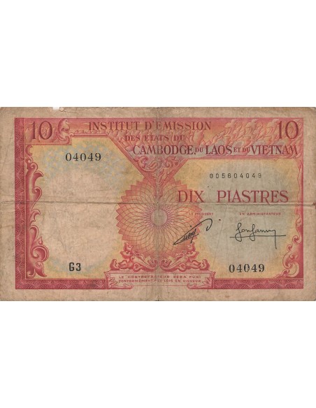 Indo-Chine Fr. 10 piastres 1953