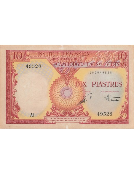 Indo-Chine Fr. 10 piastres 1953