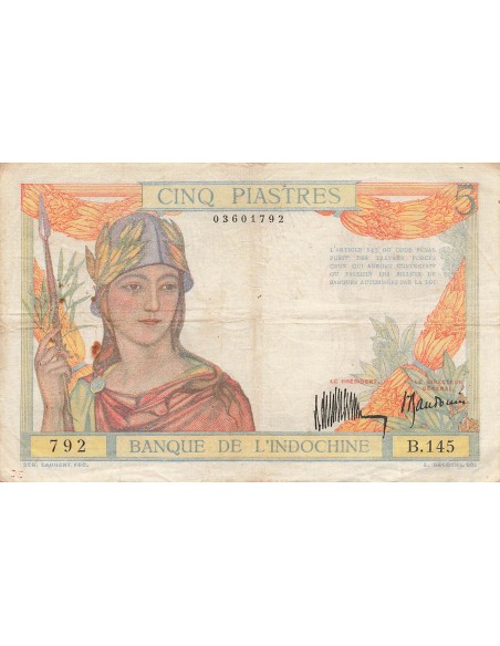 Indo-Chine Fr. 5 piastres 1932