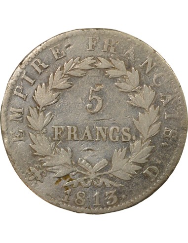 Roi d'Italie Empire 5 francs Argent 1813 D Lyon