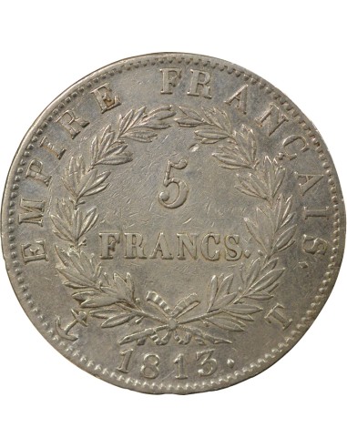Roi d'Italie Empire 5 francs Argent 1813 T Nantes