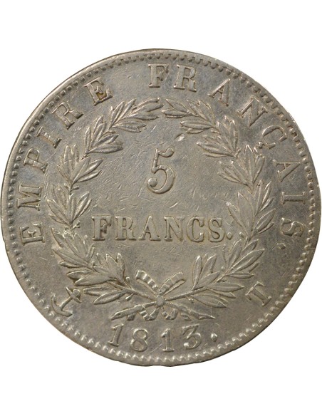 Roi d'Italie Empire 5 francs Argent 1813 T Nantes