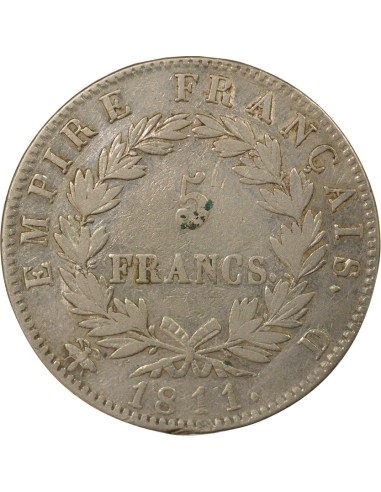 Roi d'Italie Empire 5 francs Argent 1811 D Lyon
