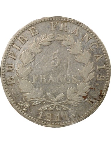 Roi d'Italie Empire 5 francs Argent 1811 K Bordeaux