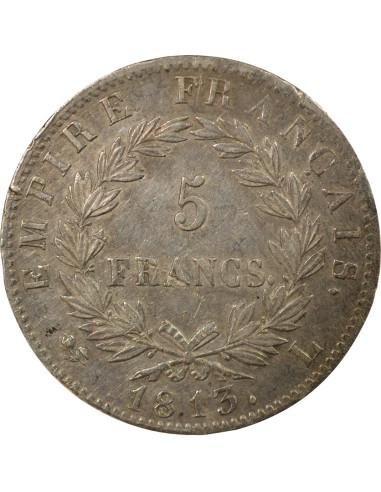 Roi d'Italie Empire 5 francs Argent 1813 L Bayonne