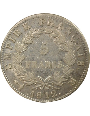 Roi d'Italie Empire 5 francs Argent 1812 M Toulouse