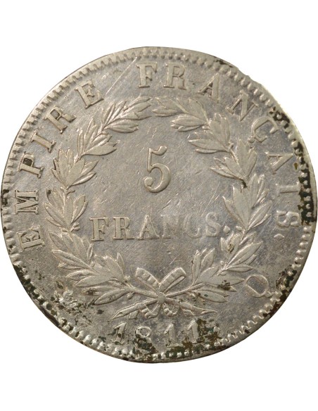 Roi d'Italie Empire 5 francs Argent 1811 Q Perpignan