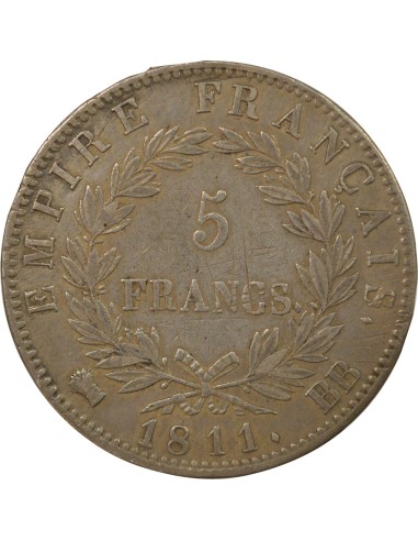 Roi d'Italie Empire 5 francs Argent 1811 BB Strasbourg