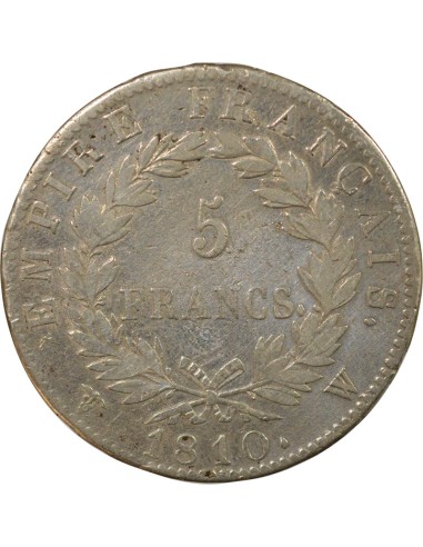Roi d'Italie Empire 5 francs Argent 1810 W Lille