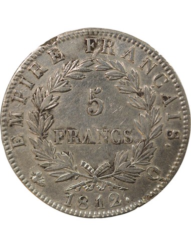 Roi d'Italie Empire 5 francs Argent 1812 Q Perpignan