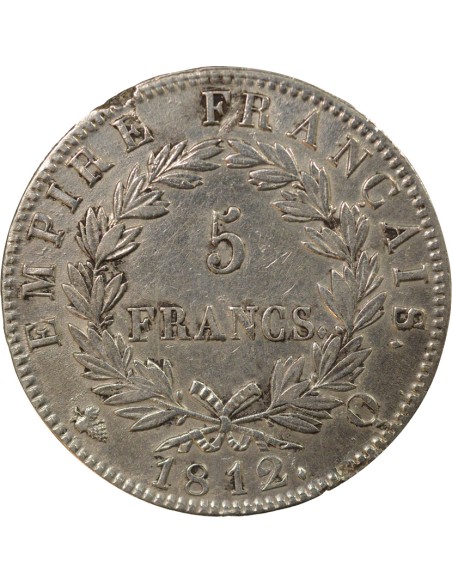Roi d'Italie Empire 5 francs Argent 1812 Q Perpignan