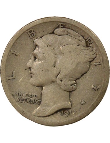 USA Mercury 1 dime Argent 1917 Philadelphie