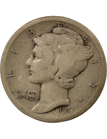 USA Mercury 1 dime Argent 1917 Philadelphie