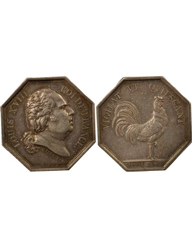 Louis XVIII Préfecture de Police 1 jeton Argent