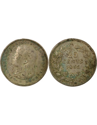 Pays-Bas Wilhelmina I 25 cents Argent 1895 Utrecht