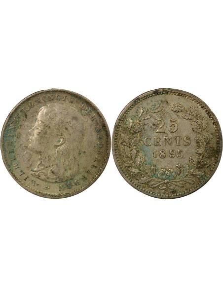 Pays-Bas Wilhelmina I 25 cents Argent 1895 Utrecht