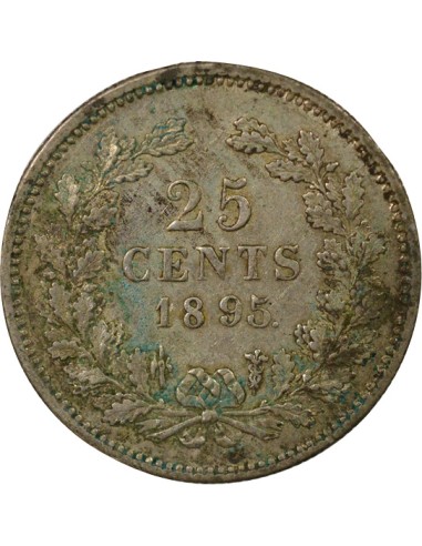 Pays-Bas Wilhelmina I 25 cents Argent 1895 Utrecht