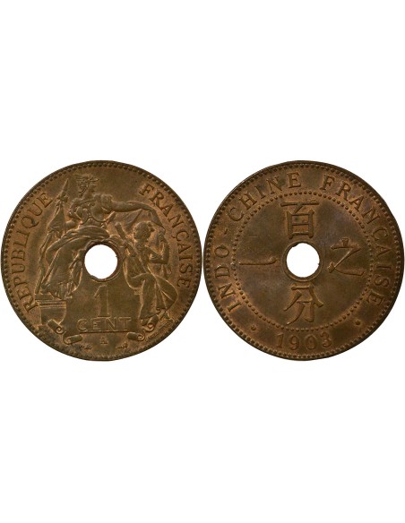 Indo-Chine Fr. 1 centième Bronze 1903 A Paris