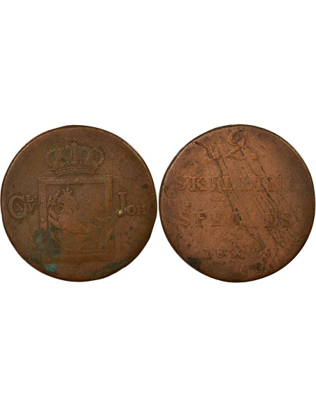 Norvège Karl XIV Johan 2 skilling Cuivre 1825 Kongsberg