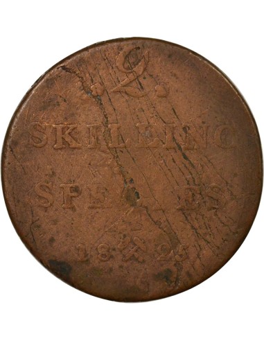 Norvège Karl XIV Johan 2 skilling Cuivre 1825 Kongsberg