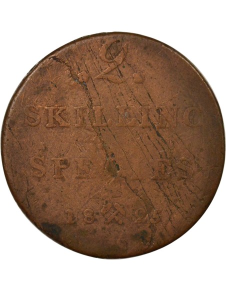 Norvège Karl XIV Johan 2 skilling Cuivre 1825 Kongsberg