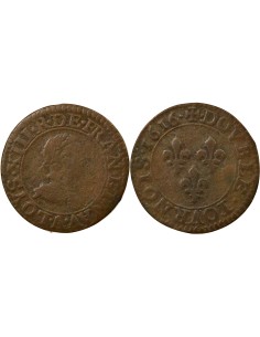 Louis XIII 1er Type 1 double tournois Cuivre 1616 A - Paris
